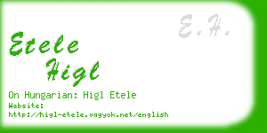 etele higl business card